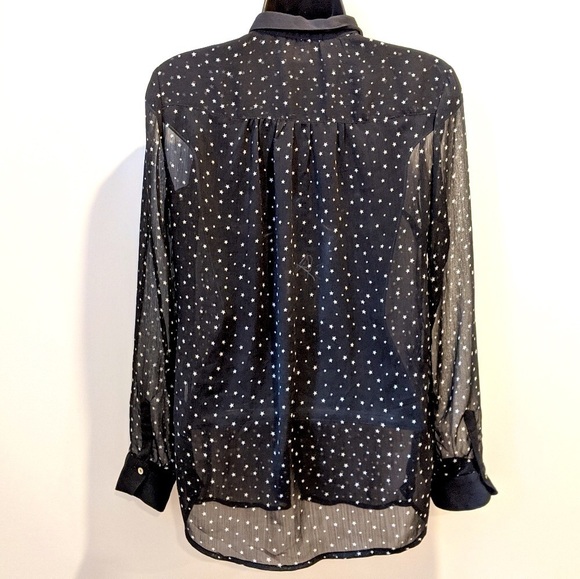 2/$20 Zara trafaluc black sheer button front blouse S - Picture 3 of 7